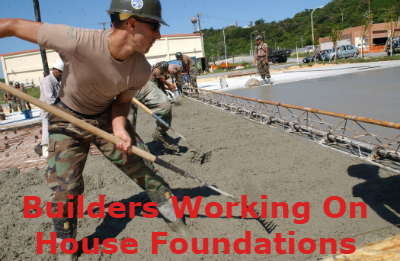 House Foundation Builders At Work